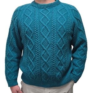 $140 O'MAILLE Men's‎ XL Power Clan Aran sweater Hand Knit in Ireland traditional